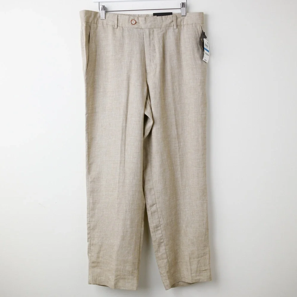 Tasso Elba 100% Linen Pants Mens 36x30 Linen Beach Summer Casual Trousers NWT